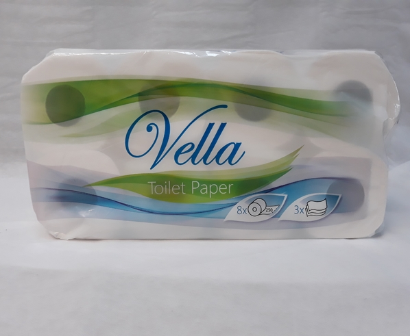Papier toaletowy VELLA,3w/250szt - 8 rolek